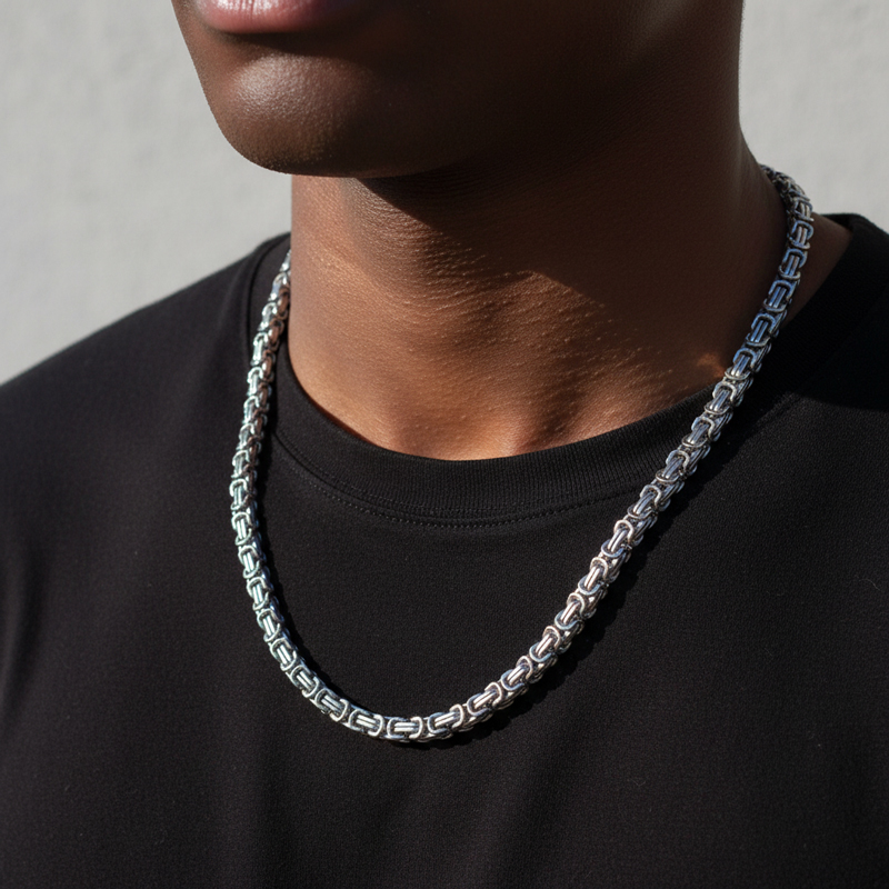 8mm Titanium Steel Byzantine Chain 8mm Titanium Steel Byzantine Chain