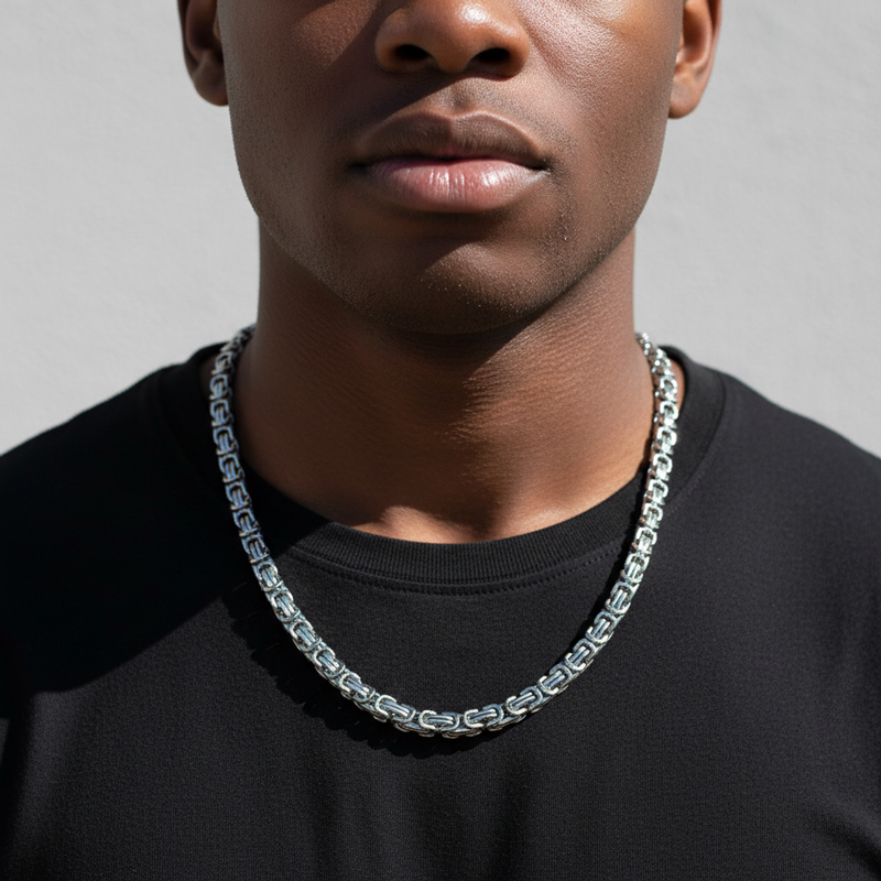 8mm Titanium Steel Byzantine Chain 8mm Titanium Steel Byzantine Chain