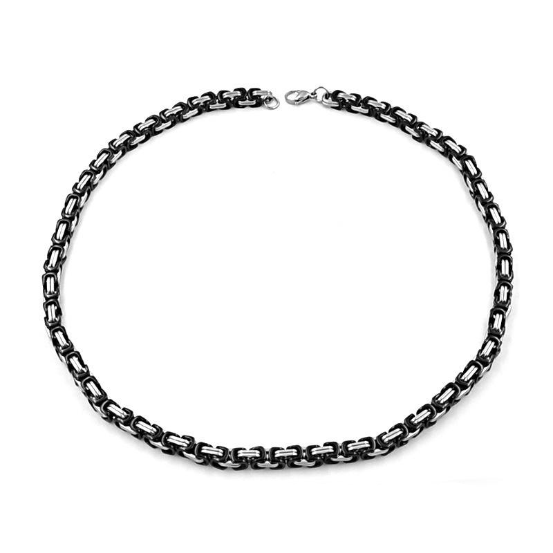 8mm Black & Silver Titanium Steel Byzantine Chain