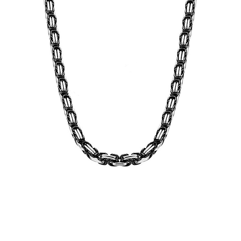 8mm Black & Silver Titanium Steel Byzantine Chain