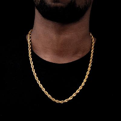 6mm 18K Gold Finish Rope Chain