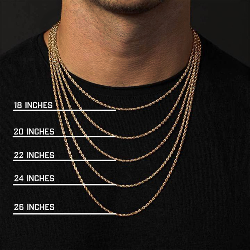 6mm 18K Gold Finish Rope Chain