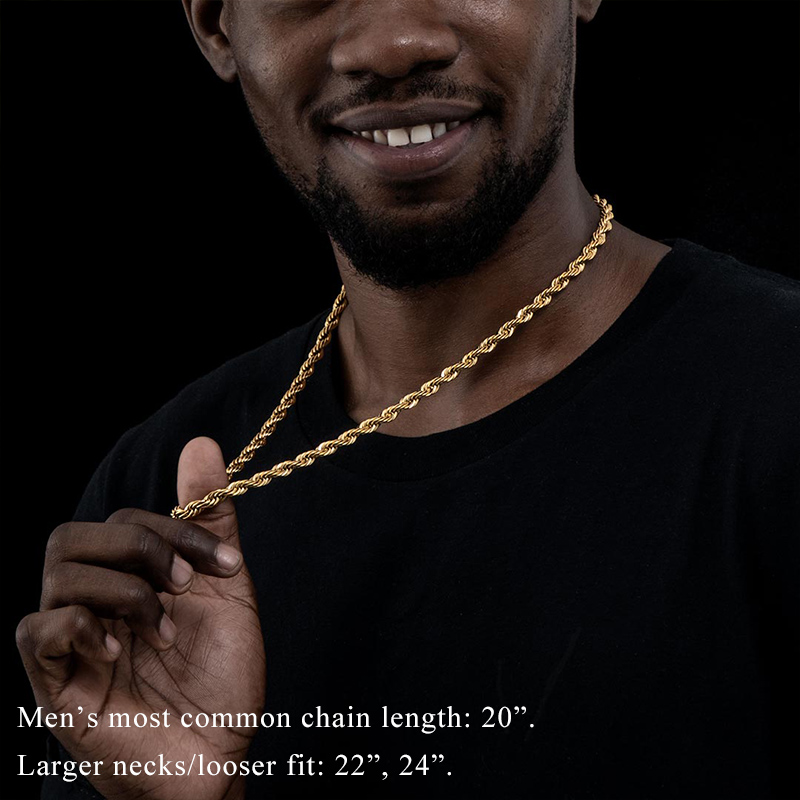 6mm 18K Gold Finish Rope Chain
