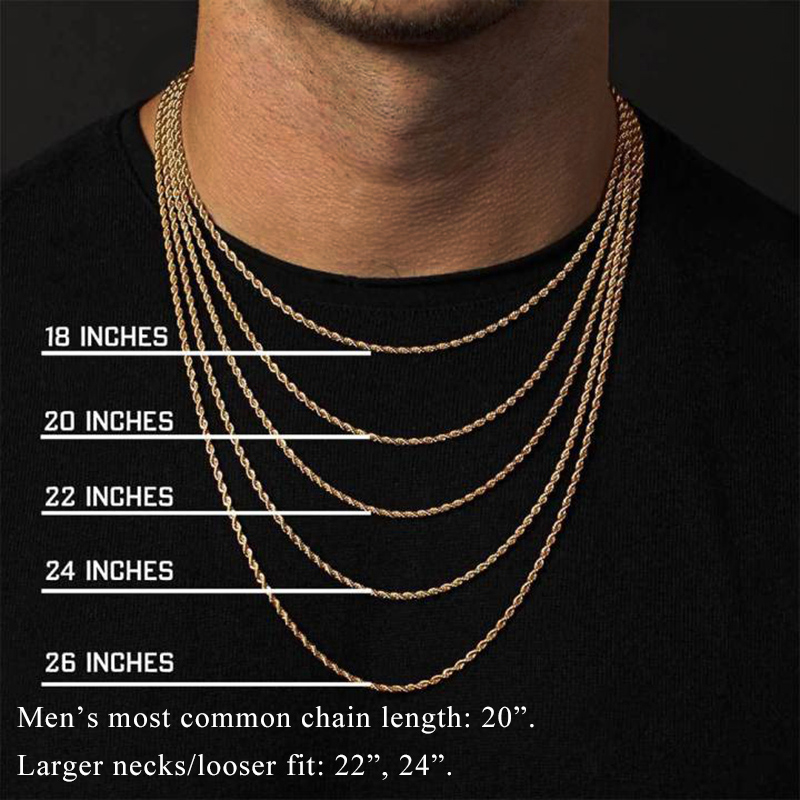 6mm 18K Gold Finish Rope Chain