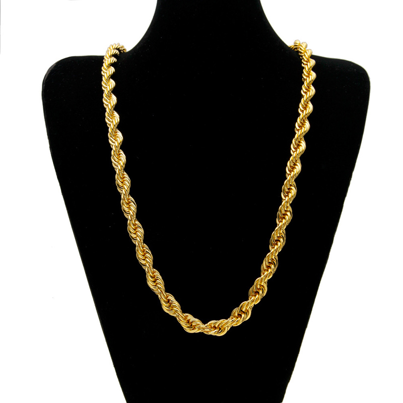 10mm 18K Gold Finish Rope Chain