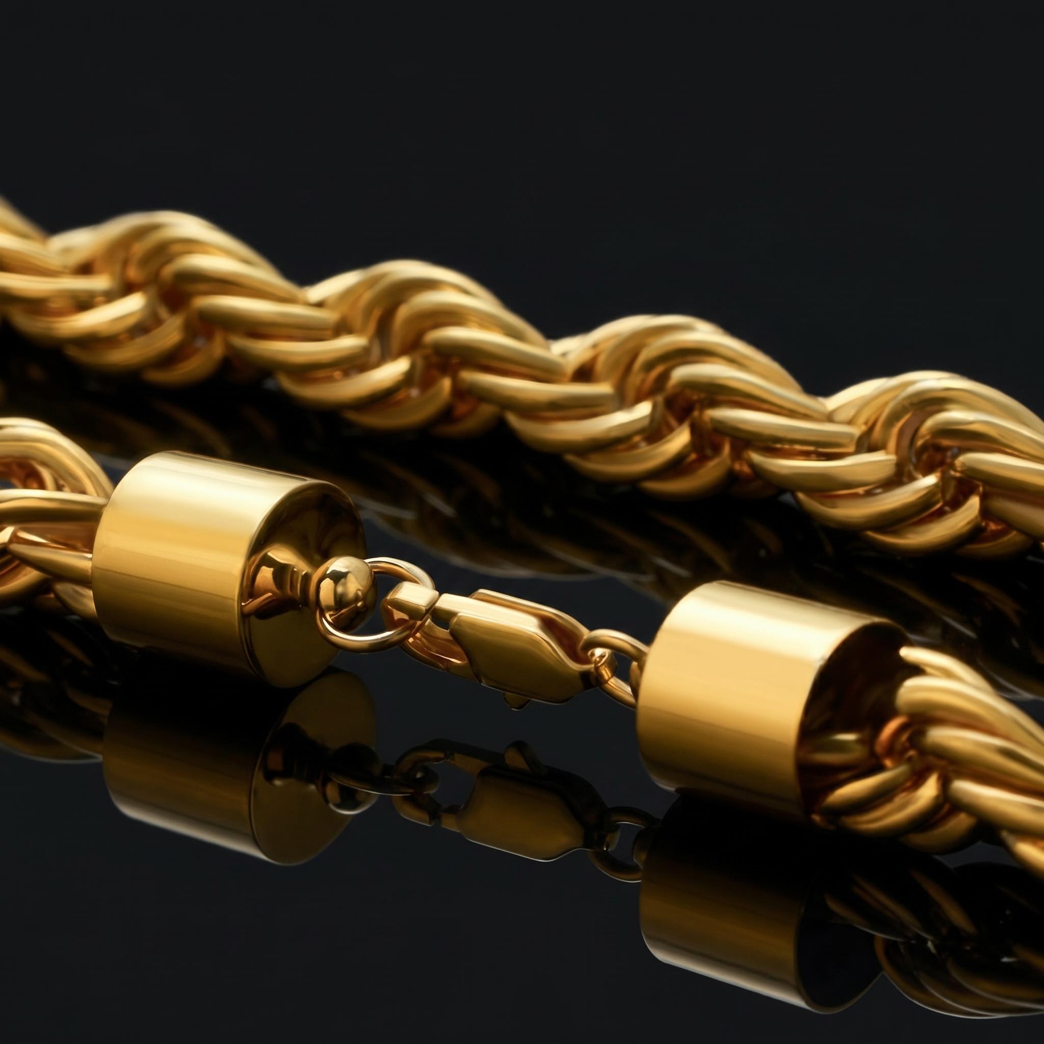 10mm 18K Gold Finish Rope Chain