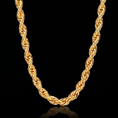 10mm 18K Gold Finish Rope Chain