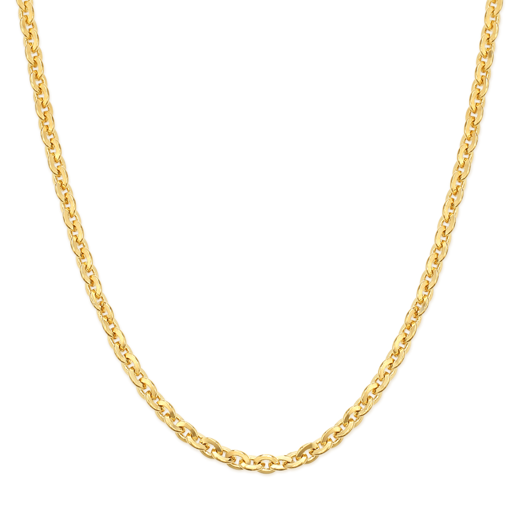 3mm Cable Solid 925 Sterling Silver Chain in Gold