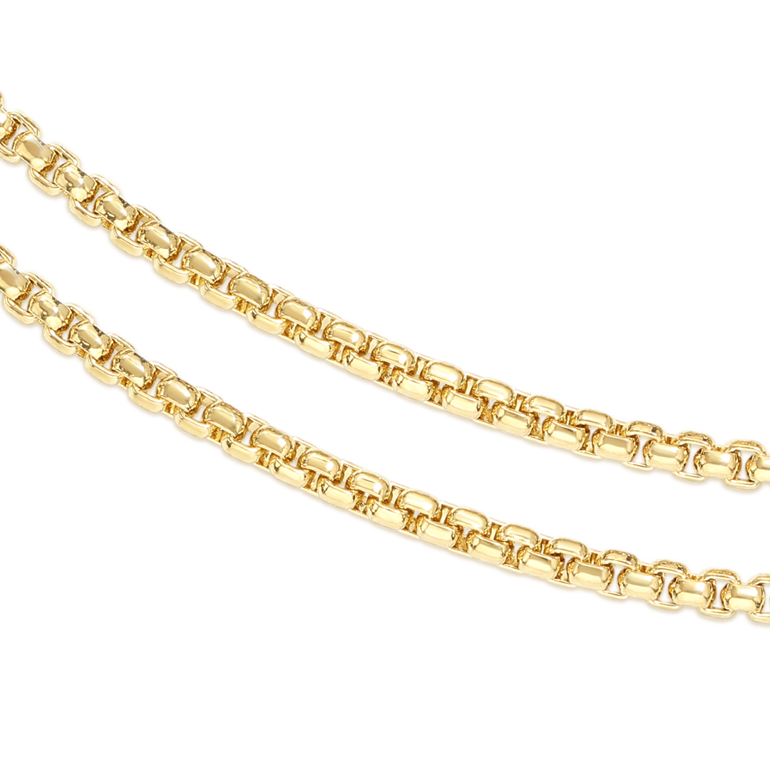 3mm Round Box Solid 925 Sterling Silver Chain in Gold