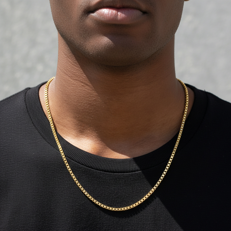 3mm Square Box Chain in Gold 3mm Square Box Chain in Gold