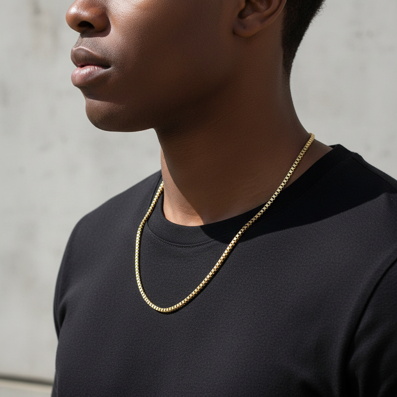 3mm Square Box Chain in Gold 3mm Square Box Chain in Gold