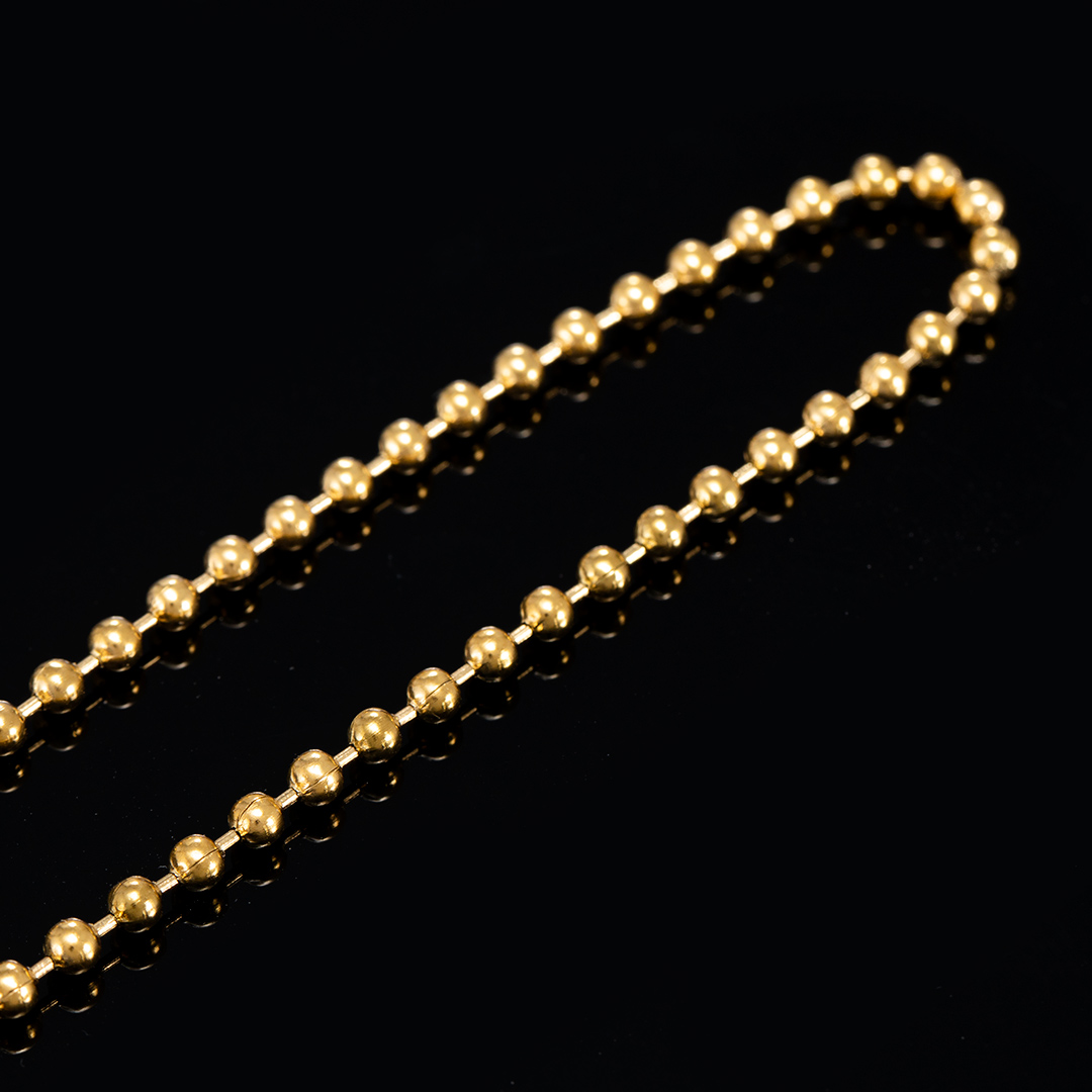 3mm Steel Bead Chain in Gold