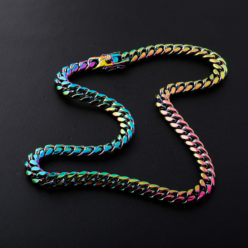 10mm 24" Rainbow Miami Cuban Link Chain