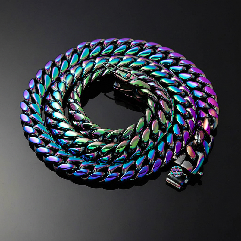 10mm 24" Rainbow Miami Cuban Link Chain