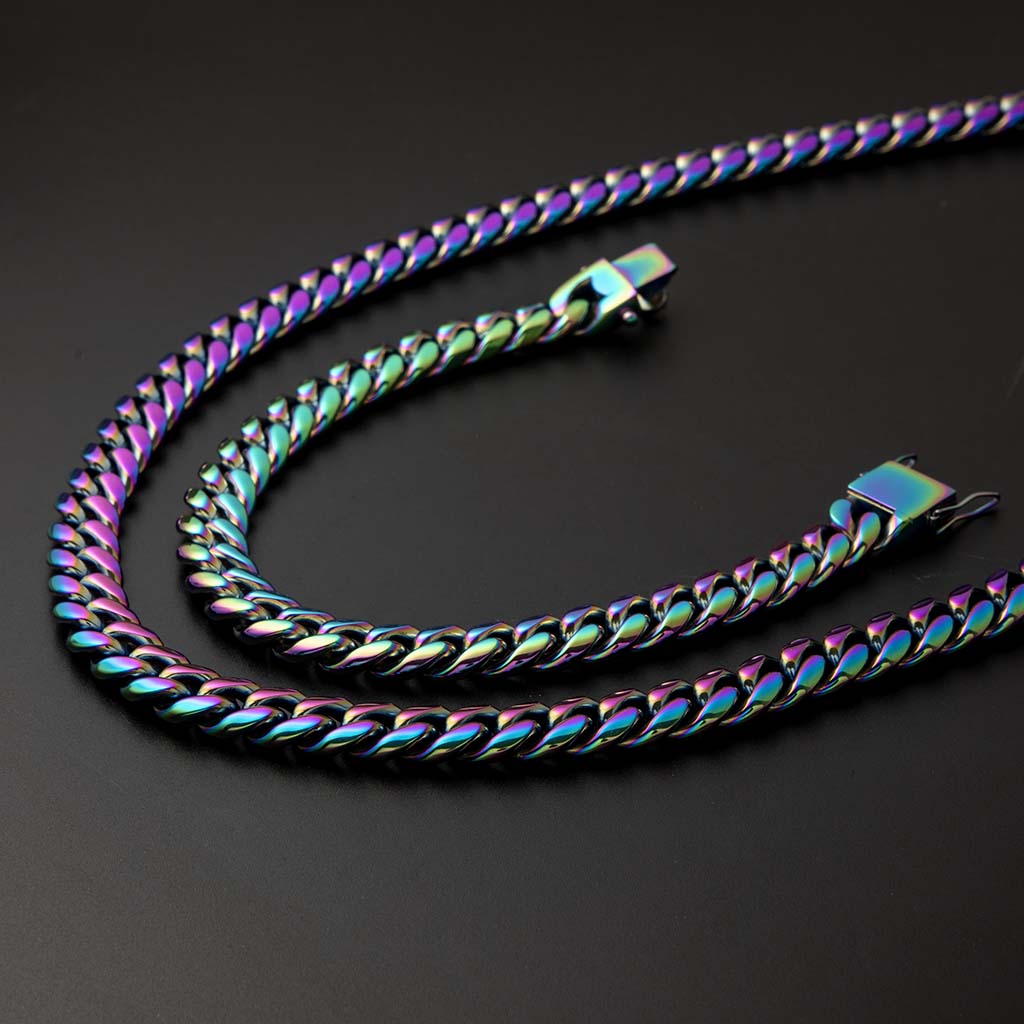 10mm 8" Rainbow Miami Cuban Bracelet
