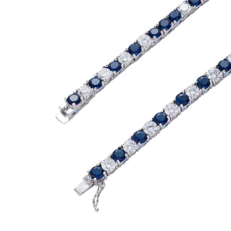 5mm White & Blue Iced Single Row Tennis Chain in White Gold