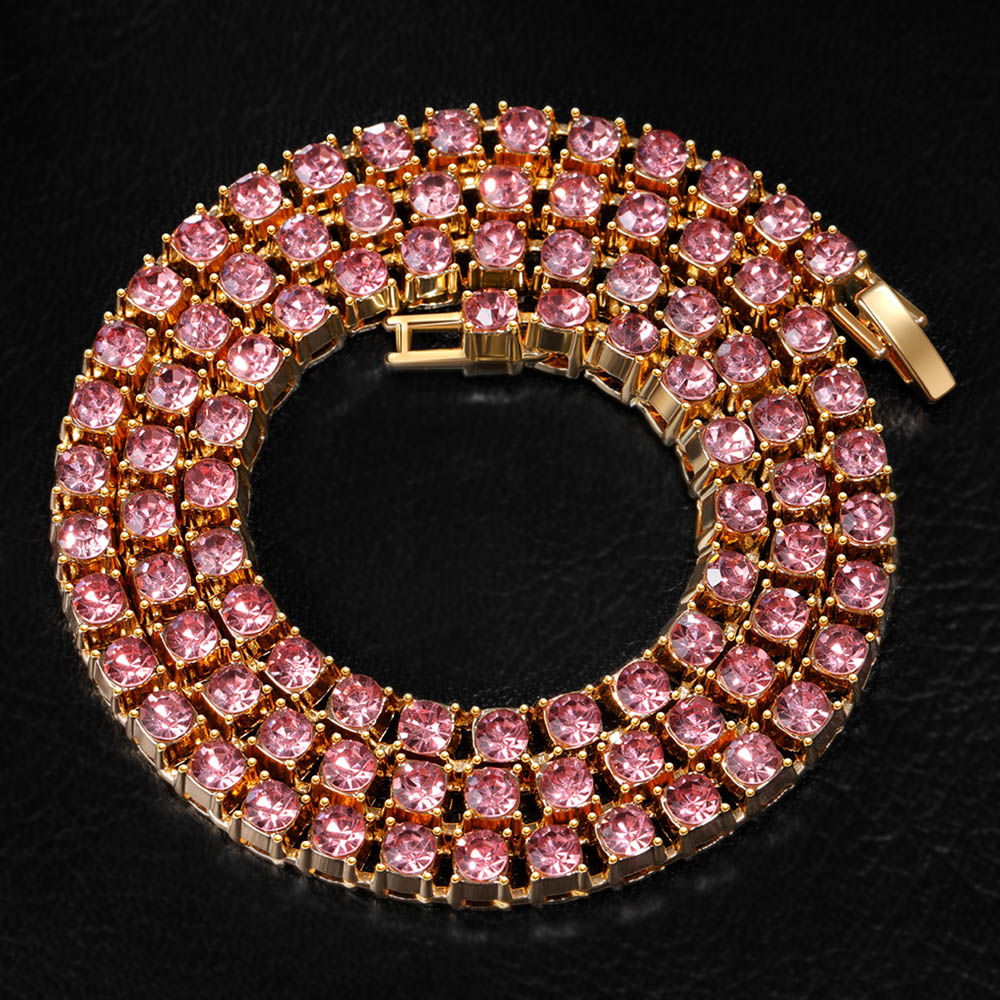 3mm/4mm/5mm Pink Tennis Chain in Gold