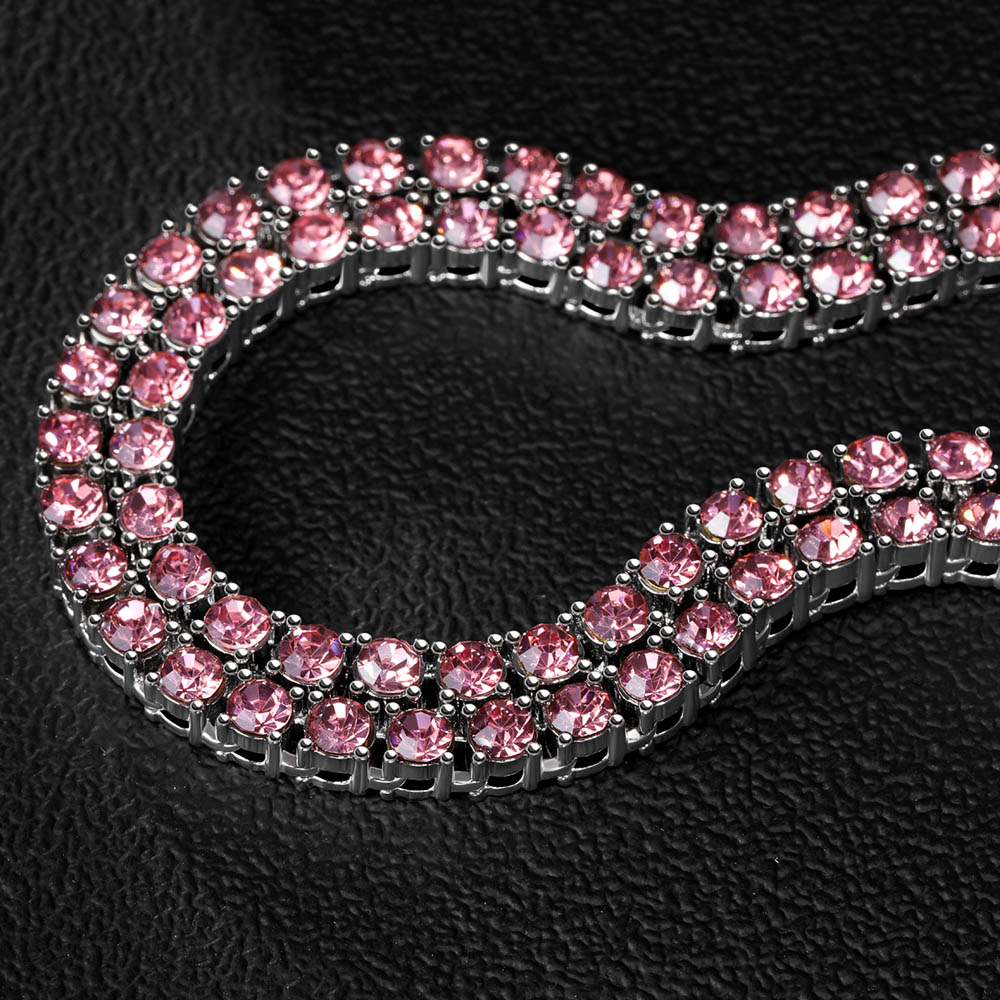 3mm/4mm/5mm Pink Tennis Chain in White Gold