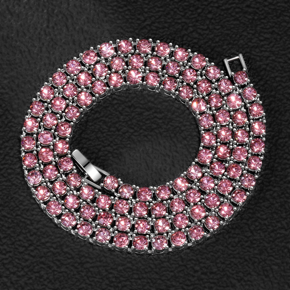 3mm/4mm/5mm Pink Tennis Chain in White Gold