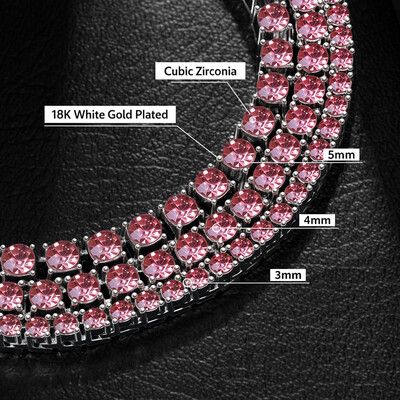 3mm/4mm/5mm Pink Tennis Chain in White Gold