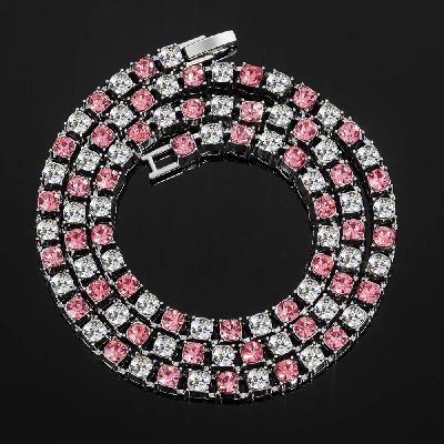 3mm/4mm/5mm 18" Pink and White Stones Tennis Chain