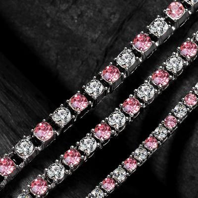 3mm/4mm/5mm 18" Pink and White Stones Tennis Chain