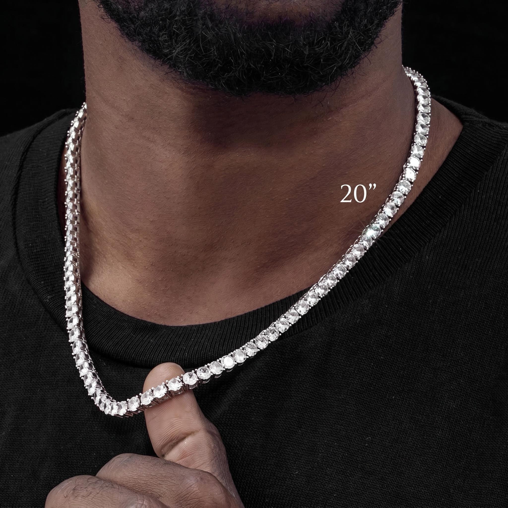5mm Tennis 18K White Gold Chain