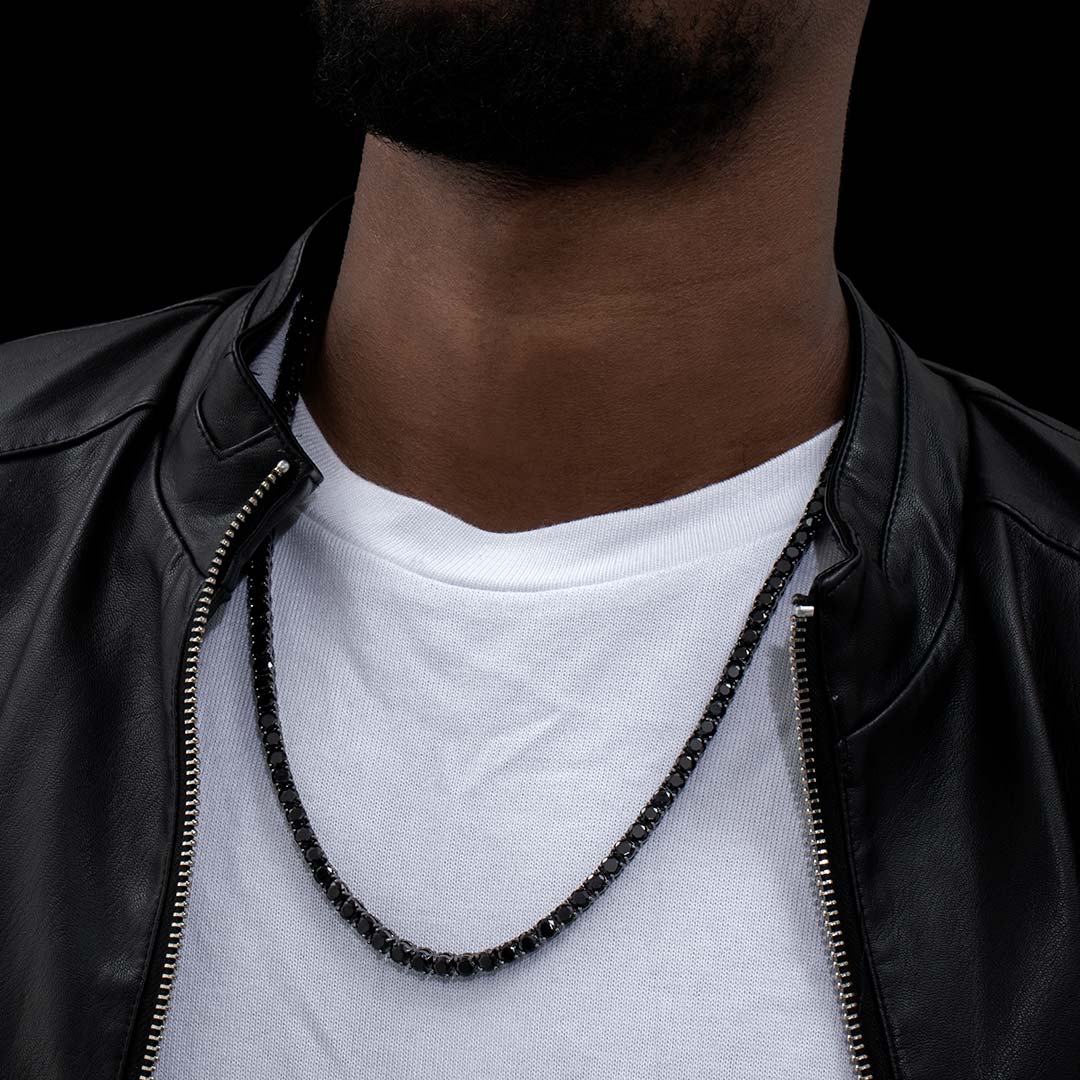 5mm Black Stones 18K Black Gold Tennis Chain