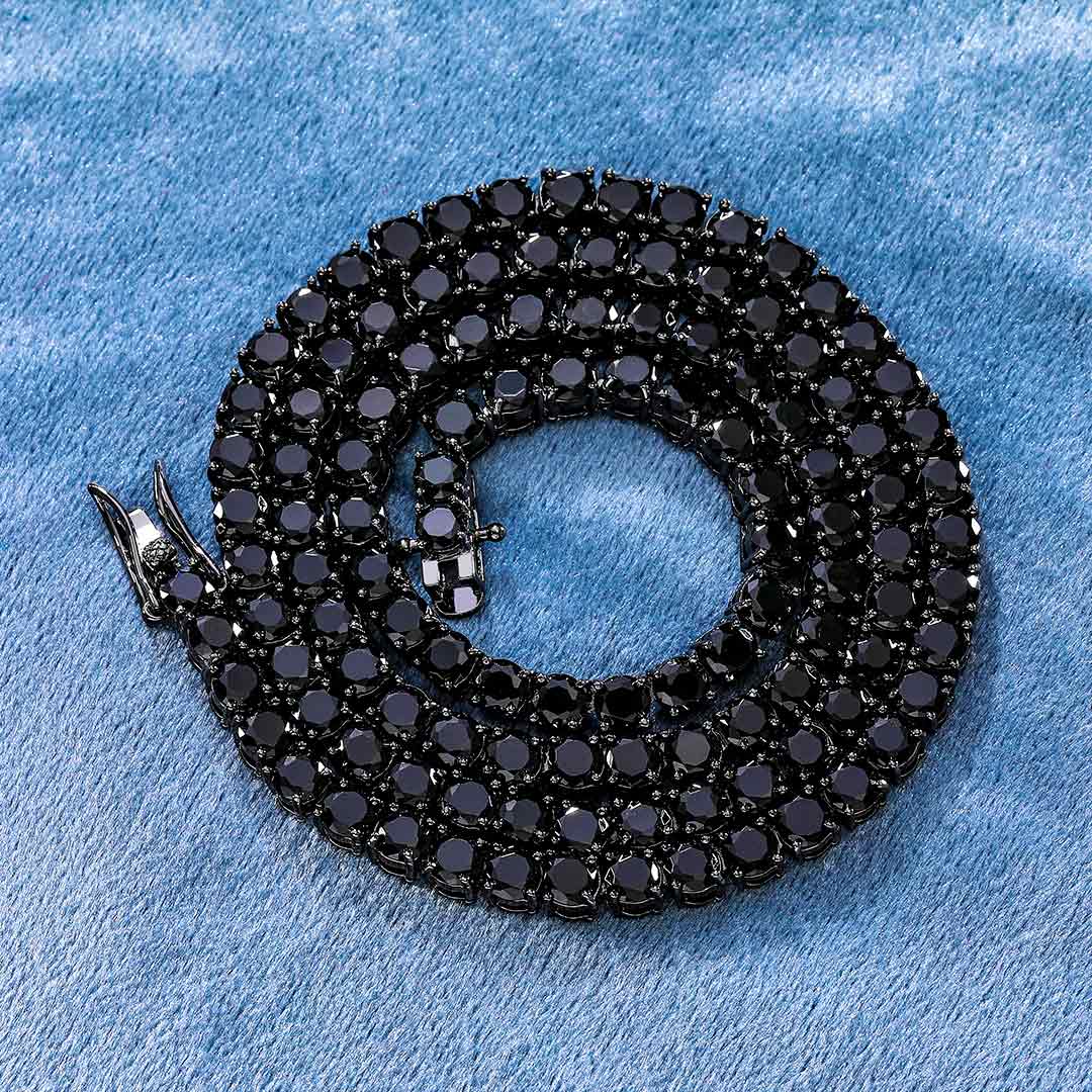 5mm Black Stones 18K Black Gold Tennis Chain