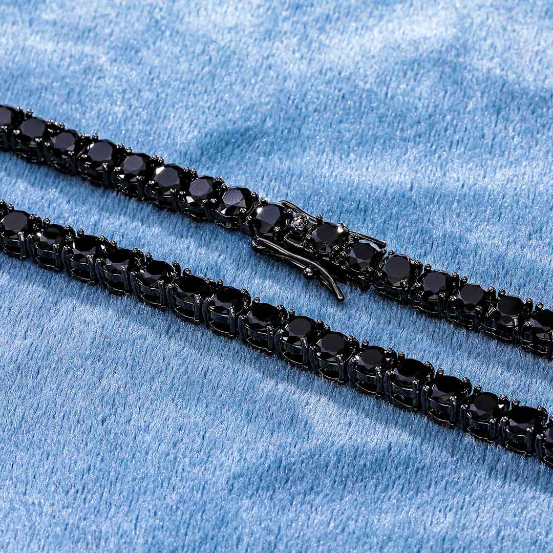 5mm Black Stones 18K Black Gold Tennis Chain