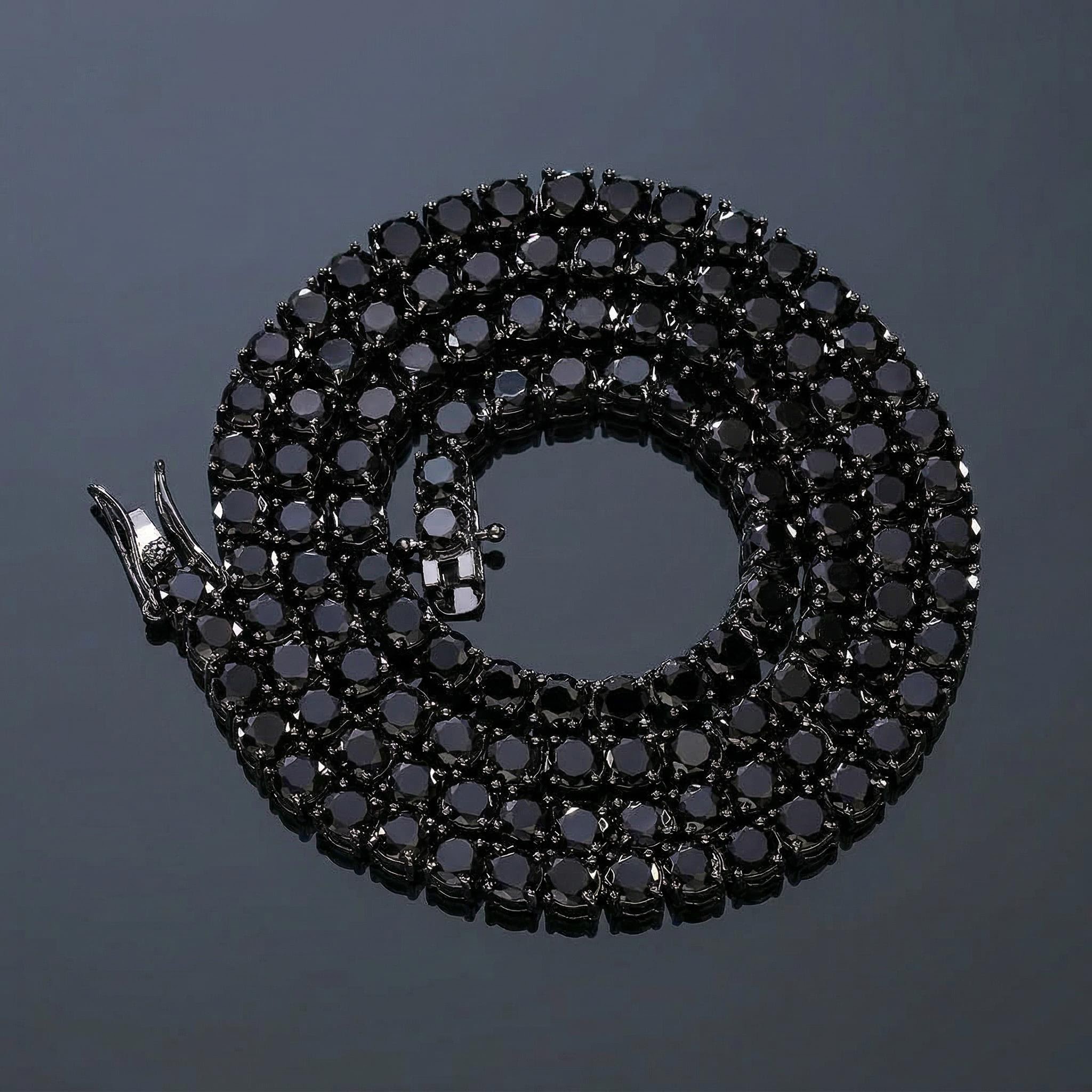 5mm Black Stones 18K Black Gold Tennis Chain 5mm Black Stones 18K Black Gold Tennis Chain