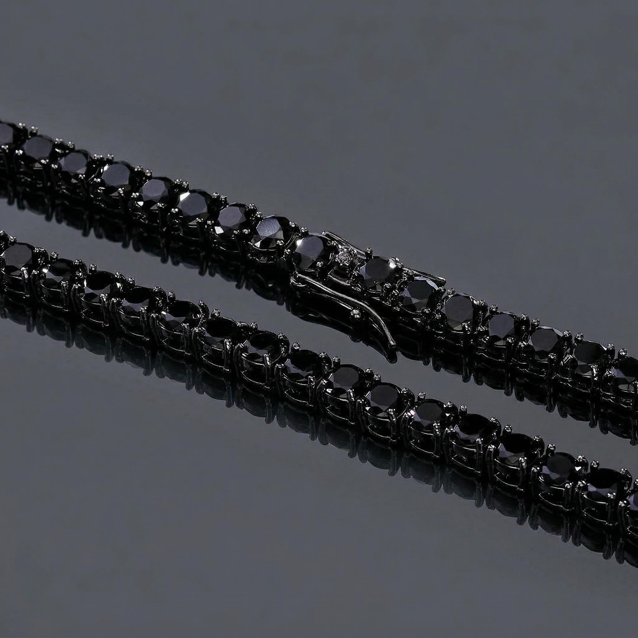 5mm Black Stones 18K Black Gold Tennis Chain 5mm Black Stones 18K Black Gold Tennis Chain
