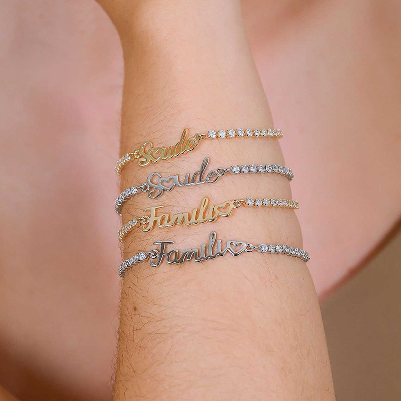 Personalized Tennis Name Bracelet in Gold