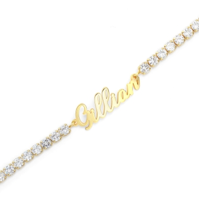 Personalized Tennis Name Bracelet in Gold