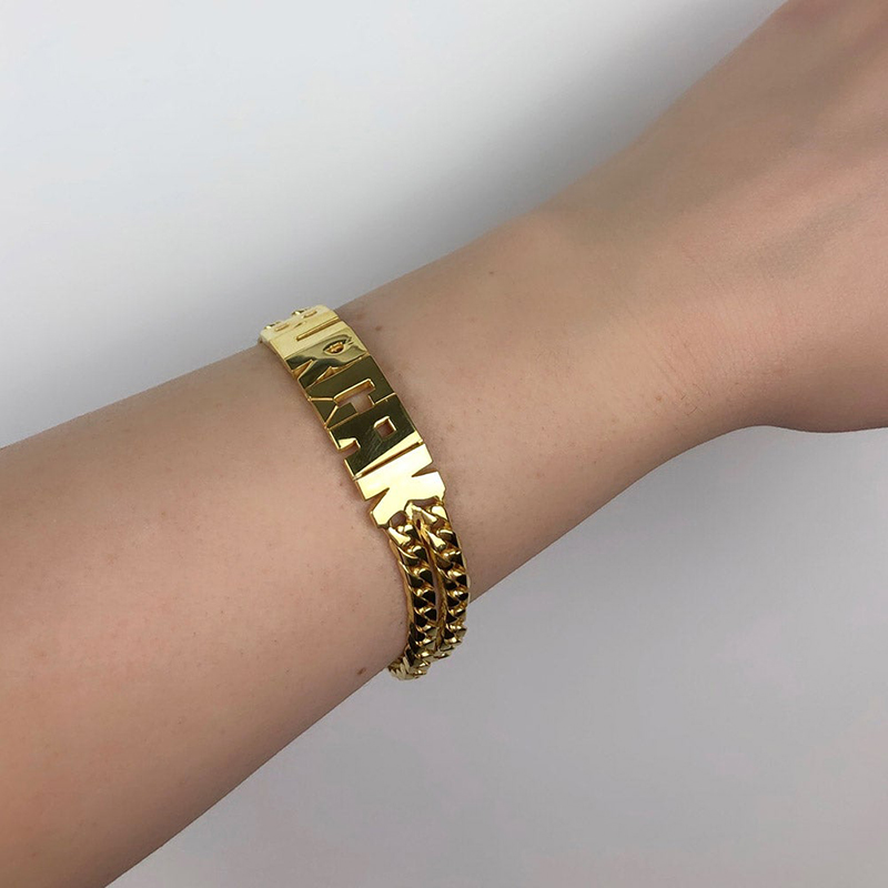 Personalized Double Chain Name Bracelet