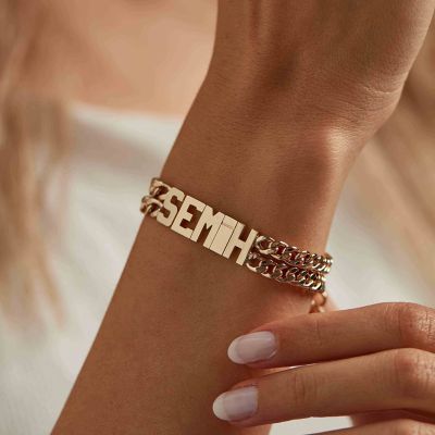 Personalized Double Chain Name Bracelet