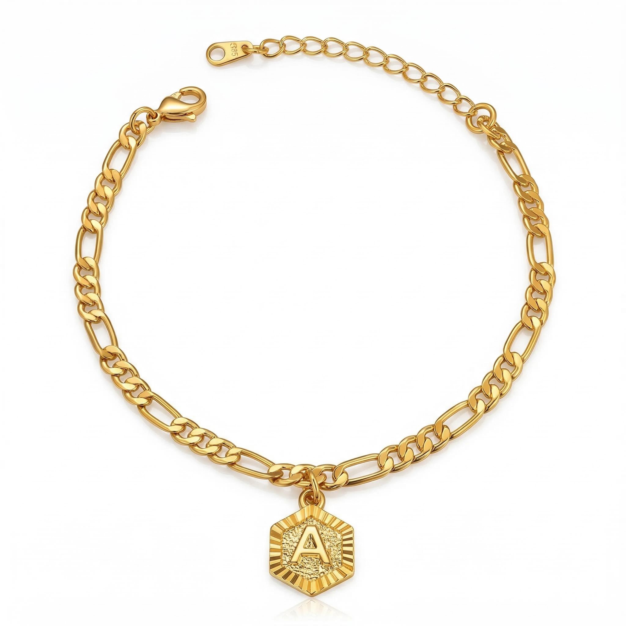 Personalized Hexagon Initial Letter Bracelet Personalized Hexagon Initial Letter Bracelet