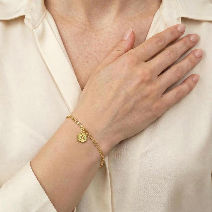 Personalized Hexagon Initial Letter Bracelet Personalized Hexagon Initial Letter Bracelet