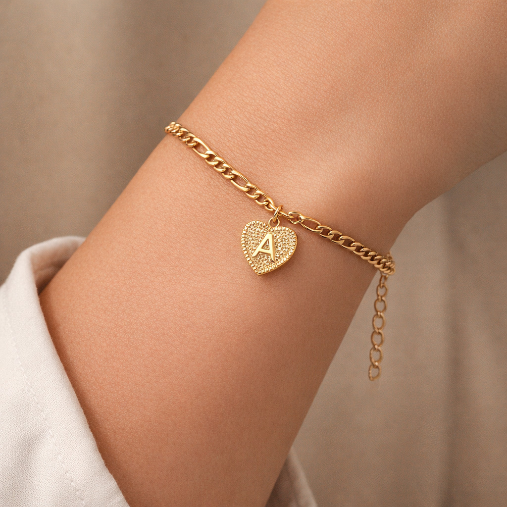 Personalized Heart Initial Letter Bracelet & Anklet