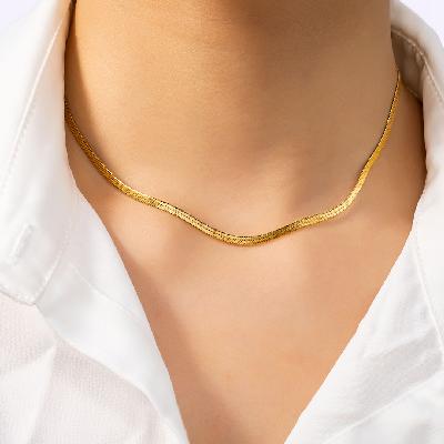 Women's Herringbone Chain Choker Necklace