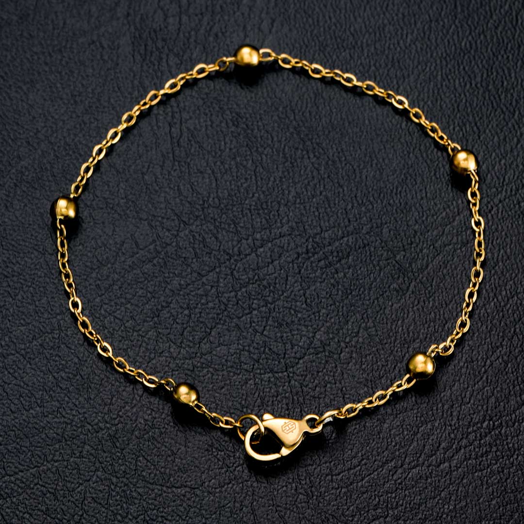 3mm Interval Beads Bracelet in Gold