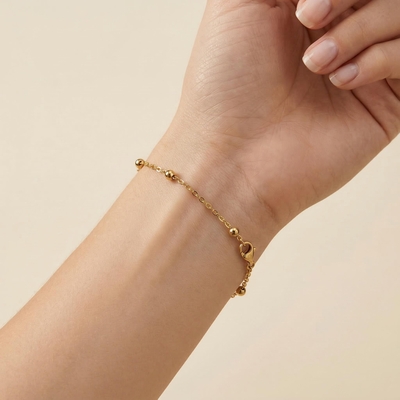 3mm Interval Beads Bracelet in Gold