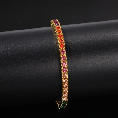 4mm 8" Multi-color Single Row Tennis Bracelet