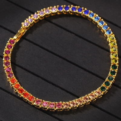 4mm 8" Multi-color Single Row Tennis Bracelet