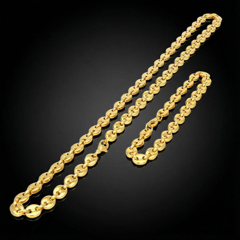 7mm 8" Stainless Steel Coffee Bean Bracelet in Gold 7mm 8" Stainless Steel Coffee Bean Bracelet in Gold