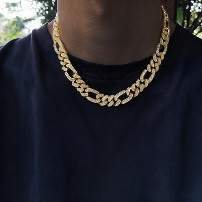 13mm Iced Figaro Cuban Link Chain