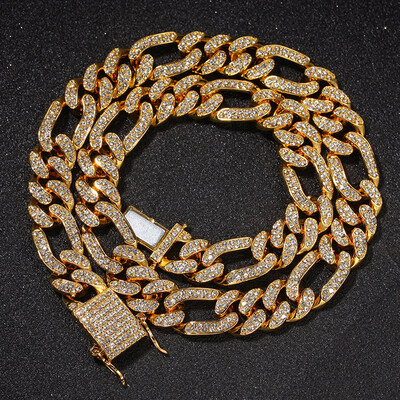 13mm Iced Figaro Cuban Link Chain