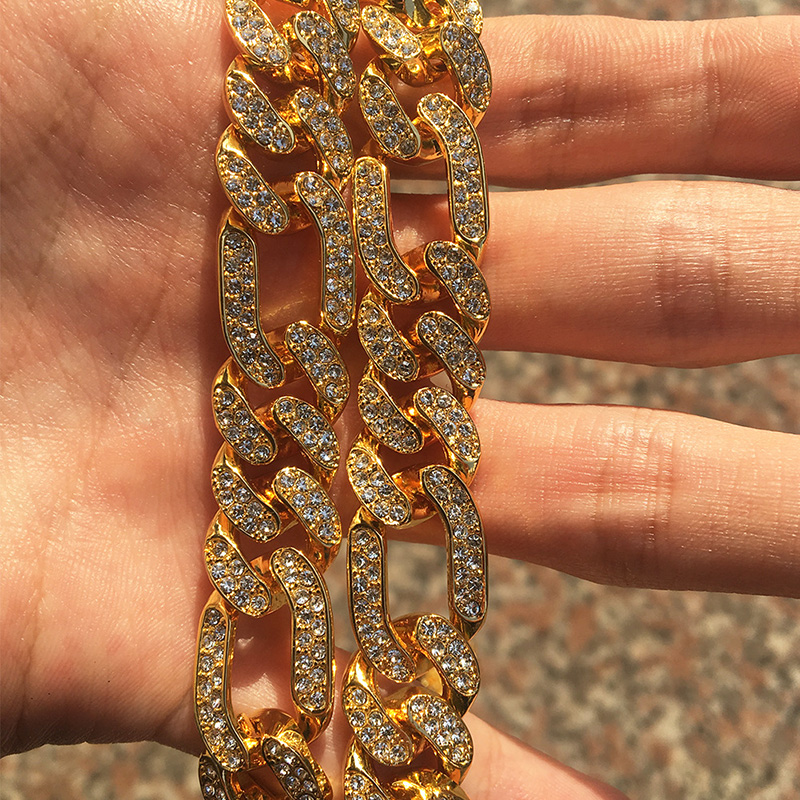 13mm Iced Figaro Cuban Link Chain