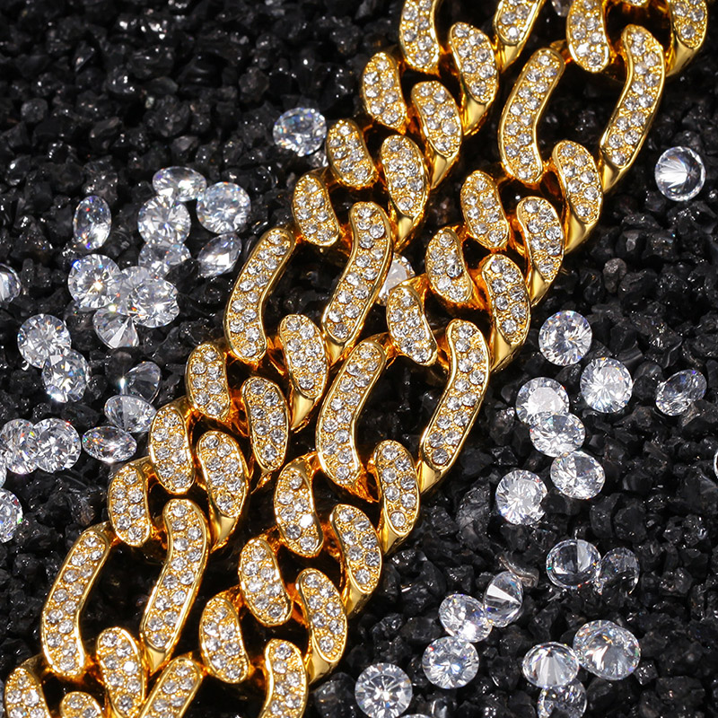 13mm Iced Figaro Cuban Link Chain