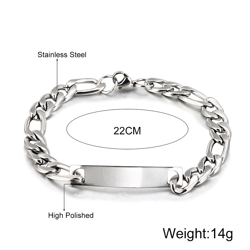 Men's Personalized Engraved Figaro Chain ID Bracelet
